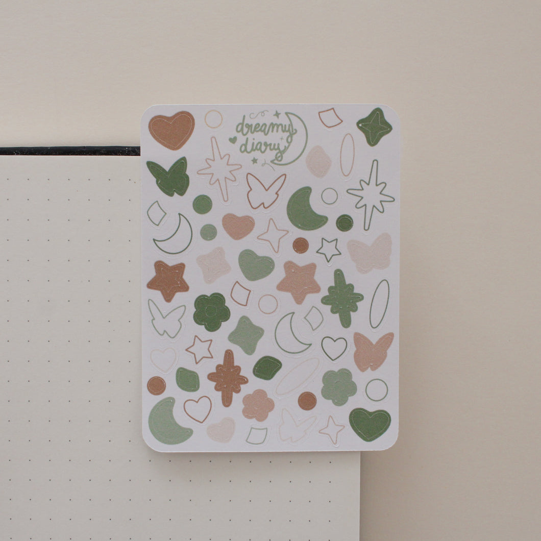 Mini Shapes Sticker Sheet (café)