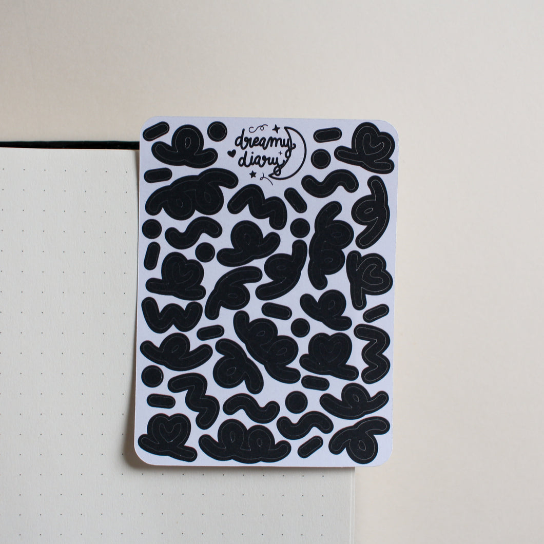 Mini Confettis Sticker Sheet (black)