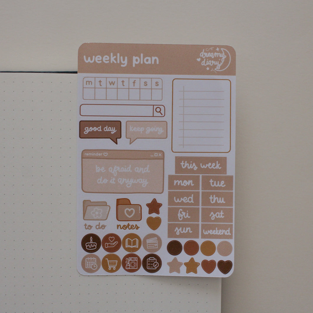 Dark Neutral Weekly Plan Sticker Sheet