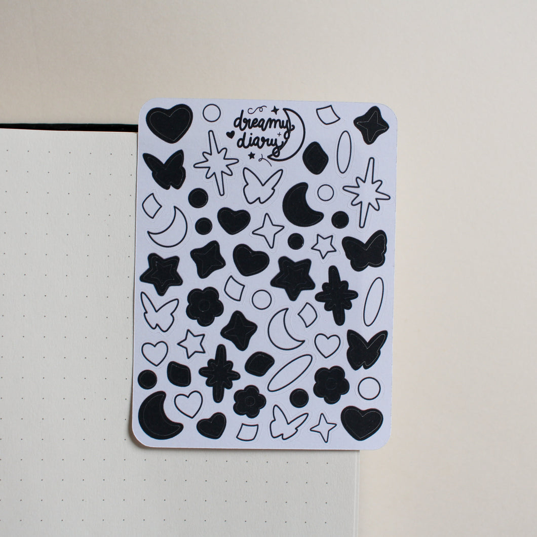 Mini Shapes Sticker Sheet (black)