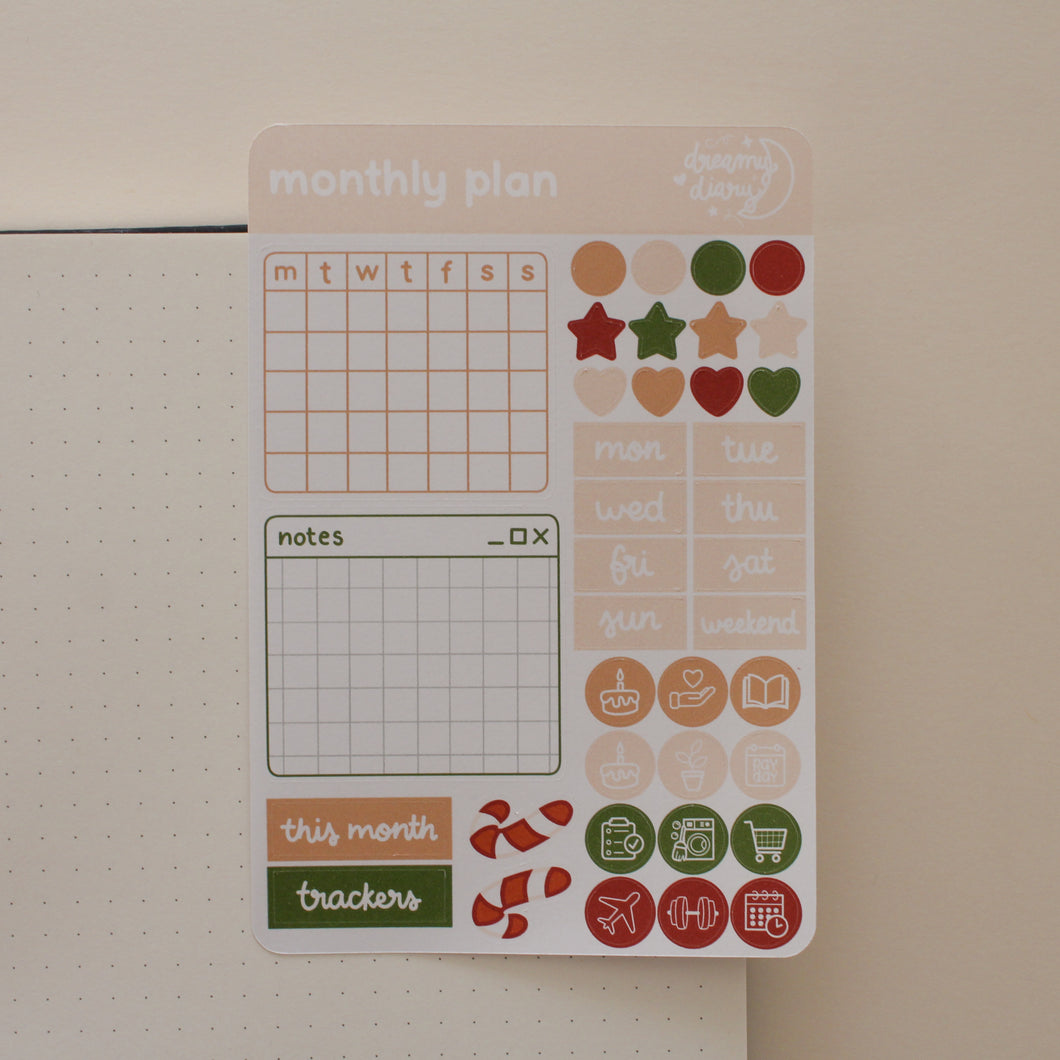 Christmas Monthly Plan Sticker Sheet