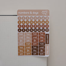 Charger l&#39;image dans la galerie, Dark Neutral Numbers &amp; Days Sticker Sheet
