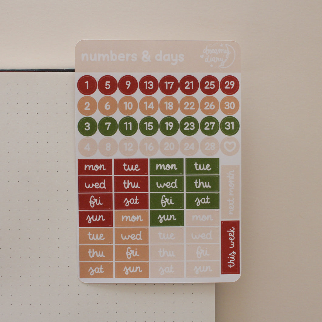 Christmas Numbers & Days Sticker Sheet
