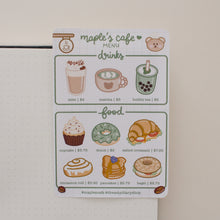 Charger l&#39;image dans la galerie, Café Menu Sticker Sheet
