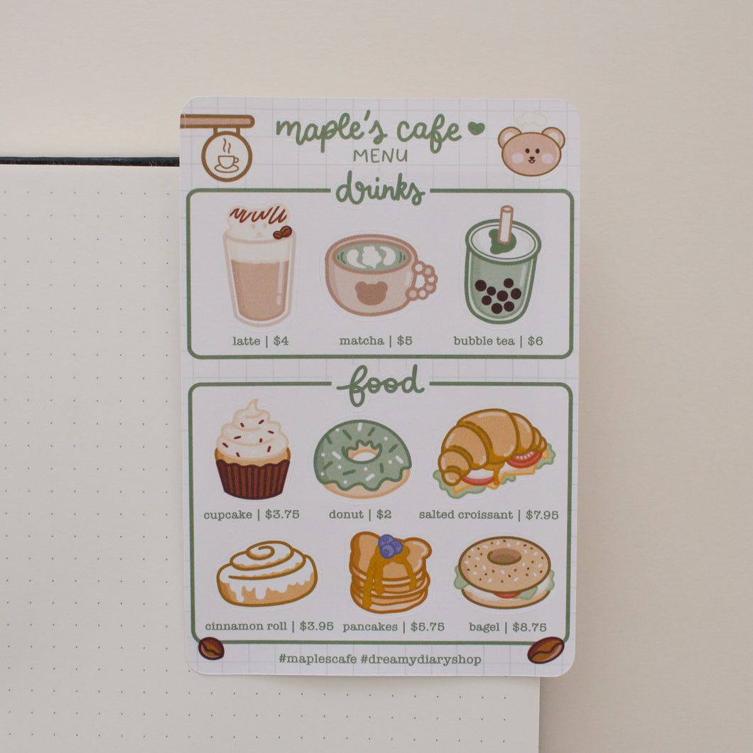 Café Menu Sticker Sheet