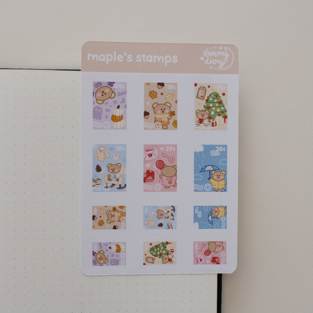 Maple's Stamps Sticker Sheet (autumn/winter)
