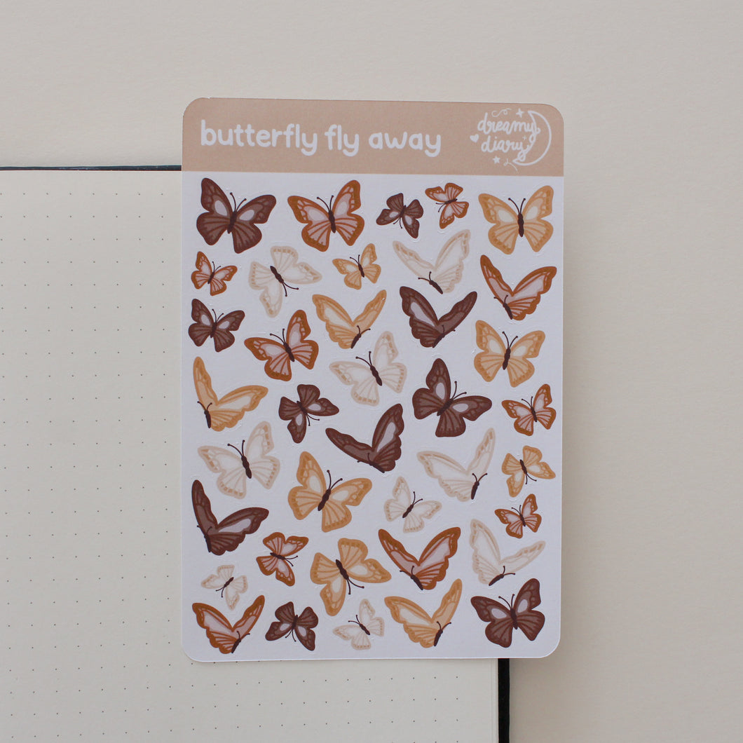 Butterfly Fly Away Sticker Sheet (neutral)