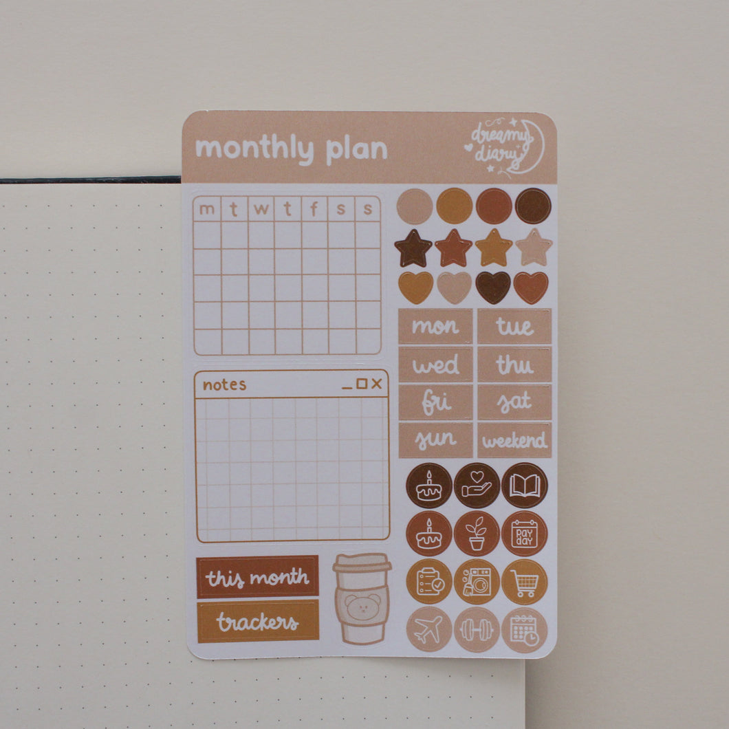 Dark Neutral Monthly Plan Sticker Sheet