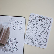 Load image into Gallery viewer, Mini B&amp;W Bunnies Deco Sticker Sheet
